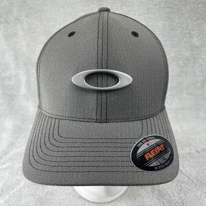 Oakley Hat Men's Flexfit L/XL Metal Gas Can Logo Flex Fit Cap Grey